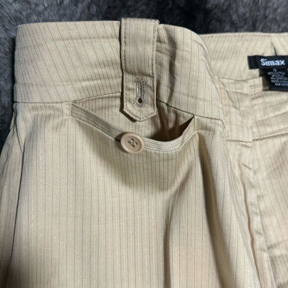 Simax Women 10 Stretch Beige Stripe Wide Leg Pedal Push Pants - Picture 4 of 10